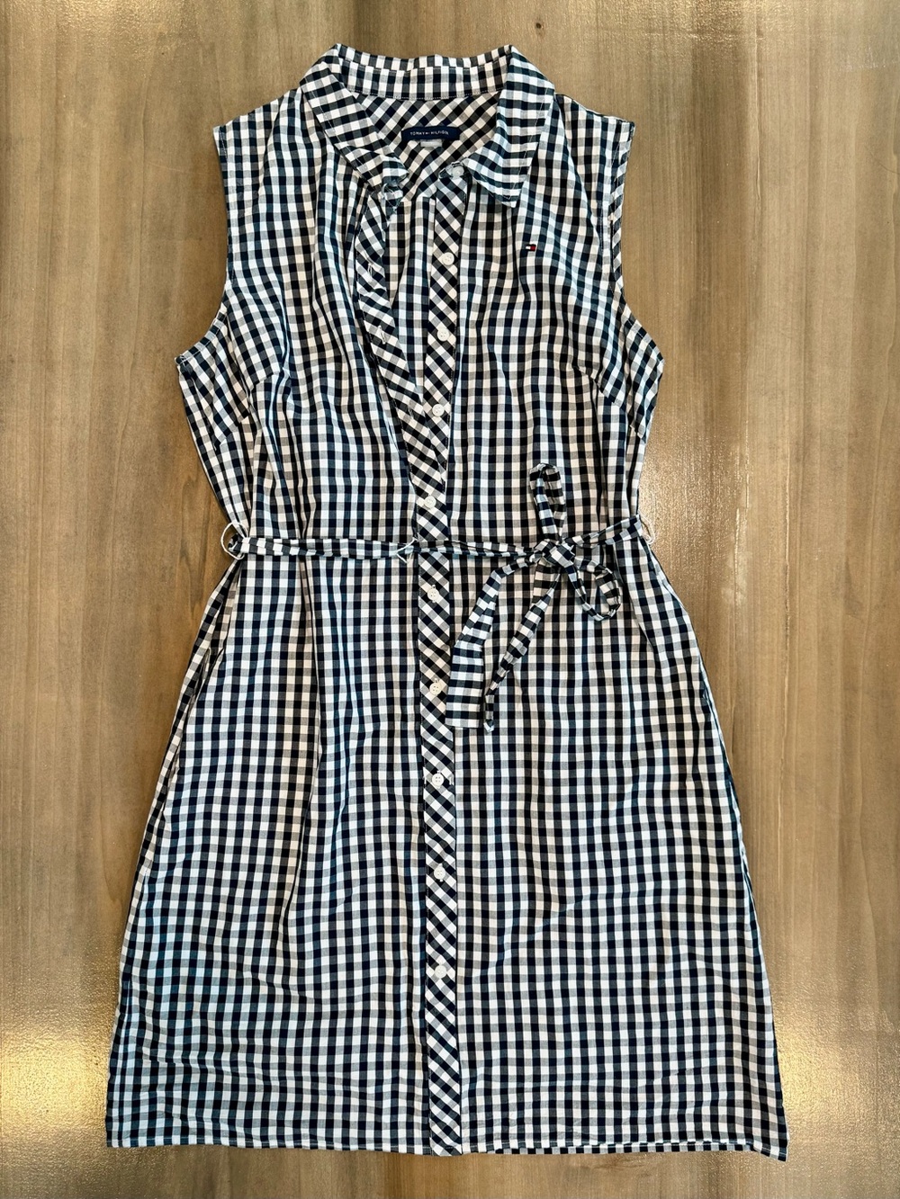 Tommy Hilfiger Black/Navy & White Gingham Button-Front Shirt Dress